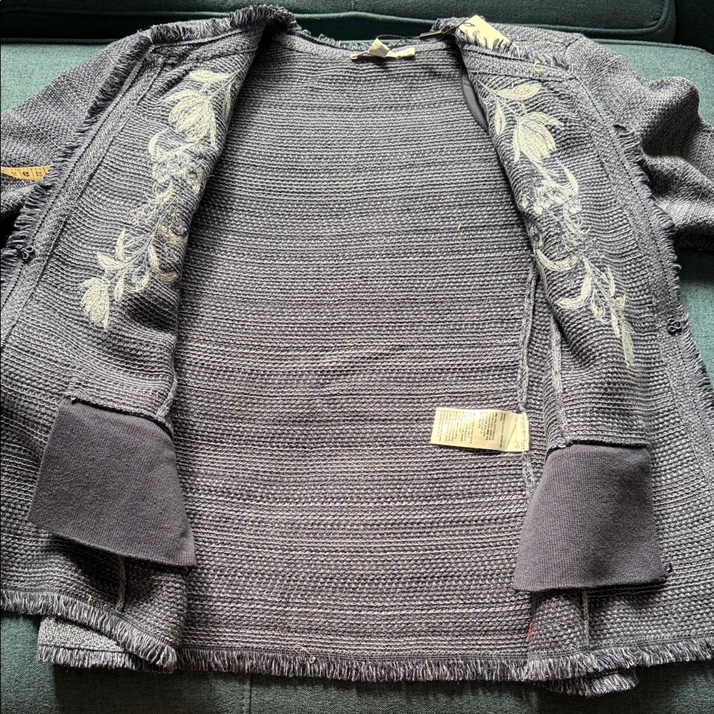 Chicos Elegant Blue Embroidered Women's Jacket - Picture 13 of 14